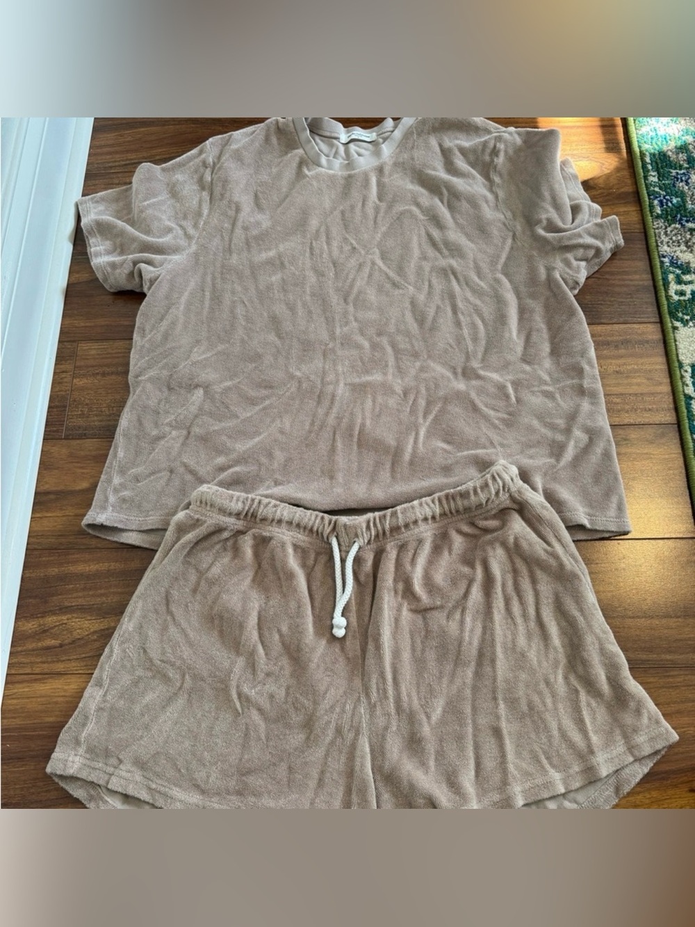 Perfect White Tee Taupe Terry Lounge Set Size Large